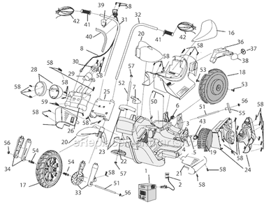Page A Diagram and Parts List for B3160  Power Wheels Ride-On Motorcyles